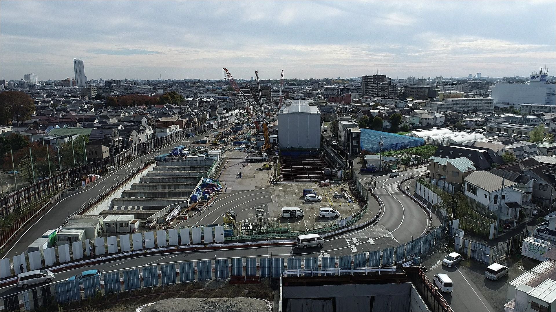 外環道の工事状況。