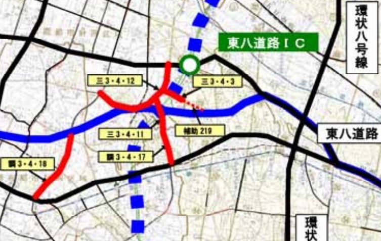 東八道路IC（仮）周辺の都市計画道路の整備計画