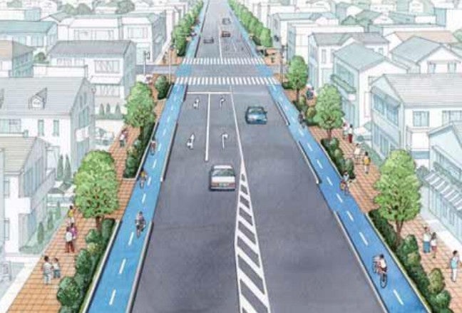 外環道の地上部に計画されている都市計画道路「外環の2」の整備イメージ