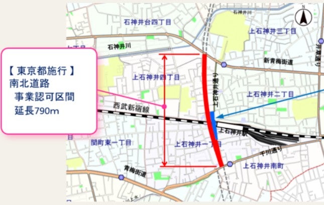 外環道の地上部に計画されている都市計画道路「外環の2」