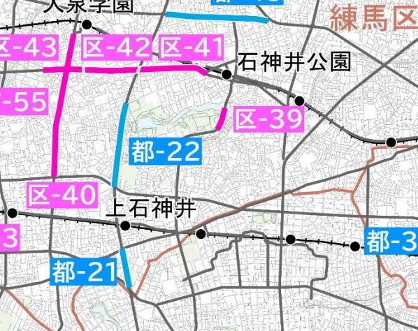青梅街道までが2035年度までの優先整備路線にリストアップされている