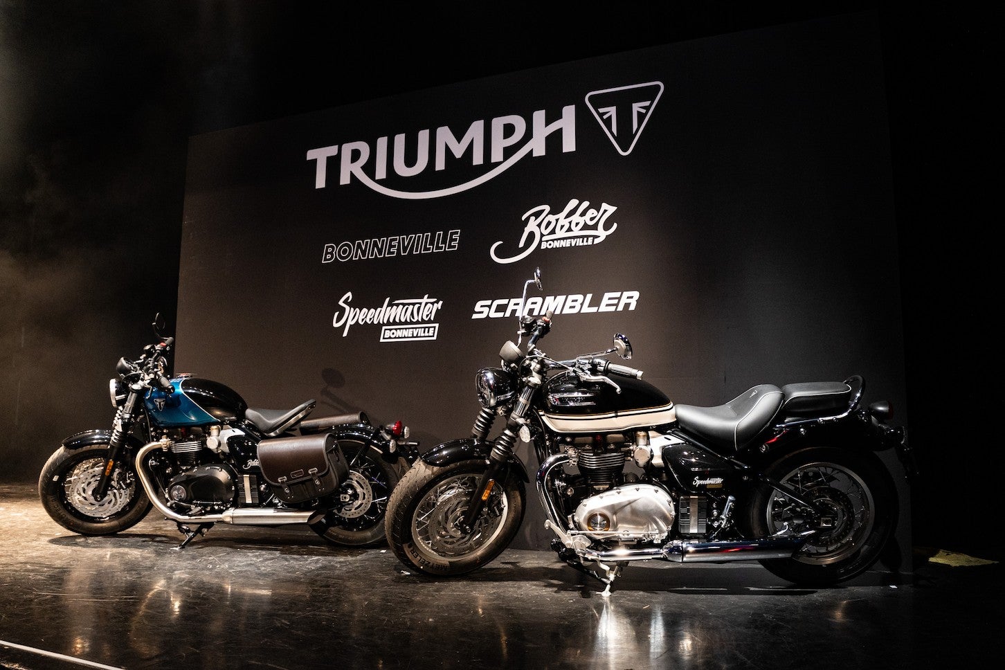 イベント会場に展示された新型ボンネビルシリーズ