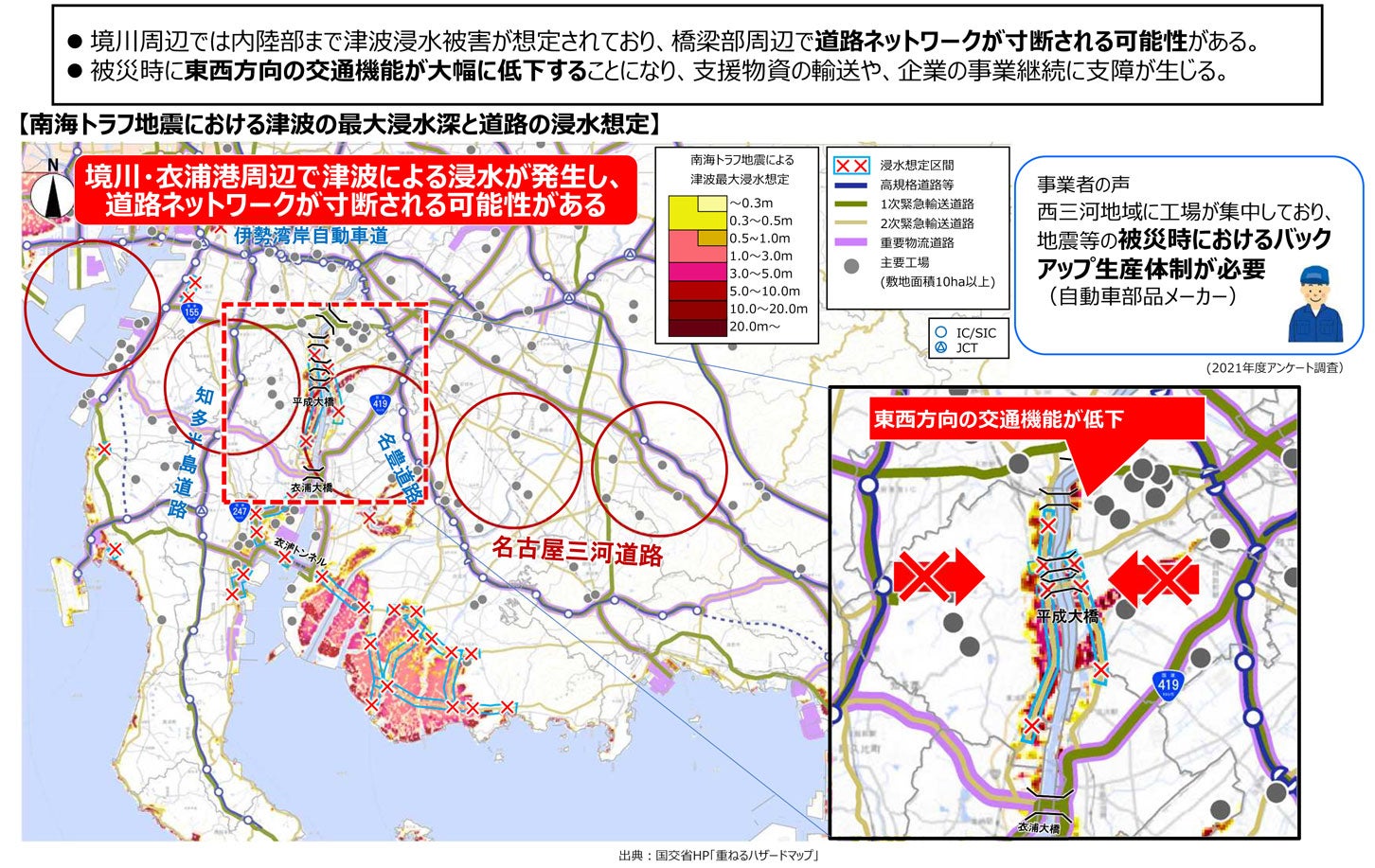 名古屋三河道路周辺の課題。