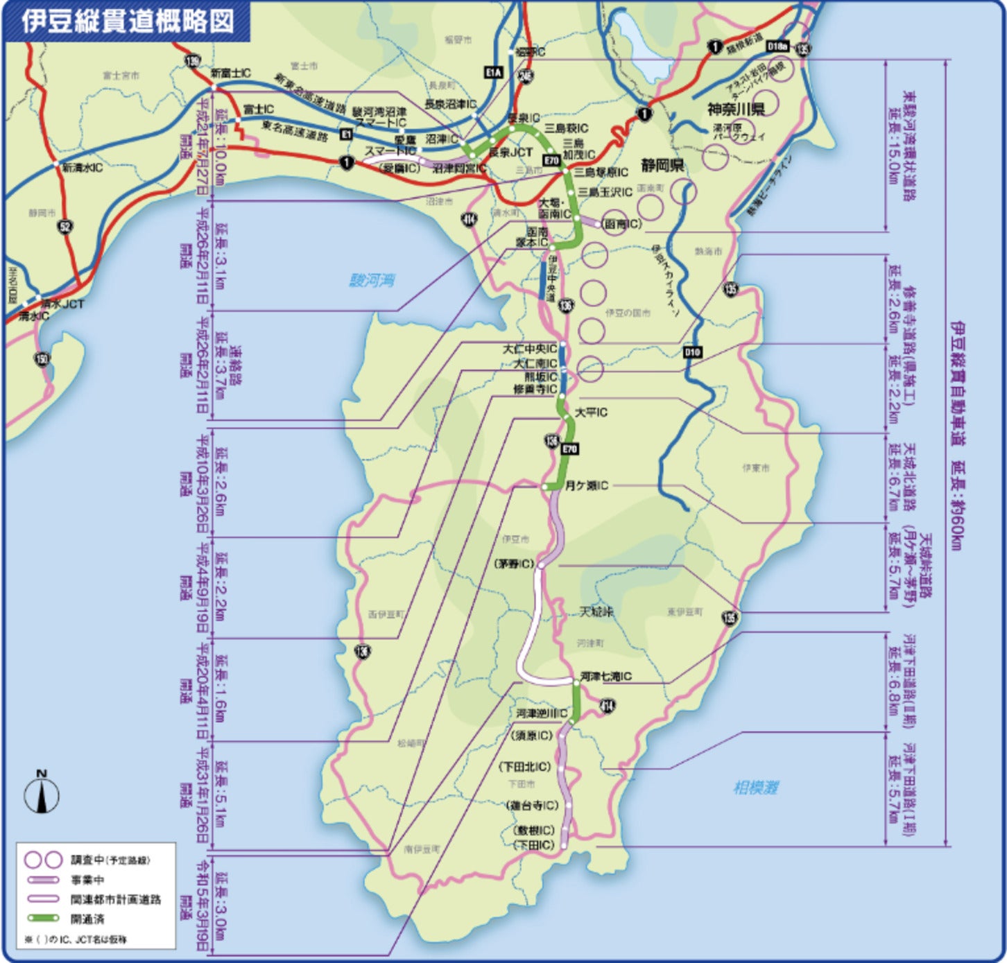 伊豆縦貫道概略図