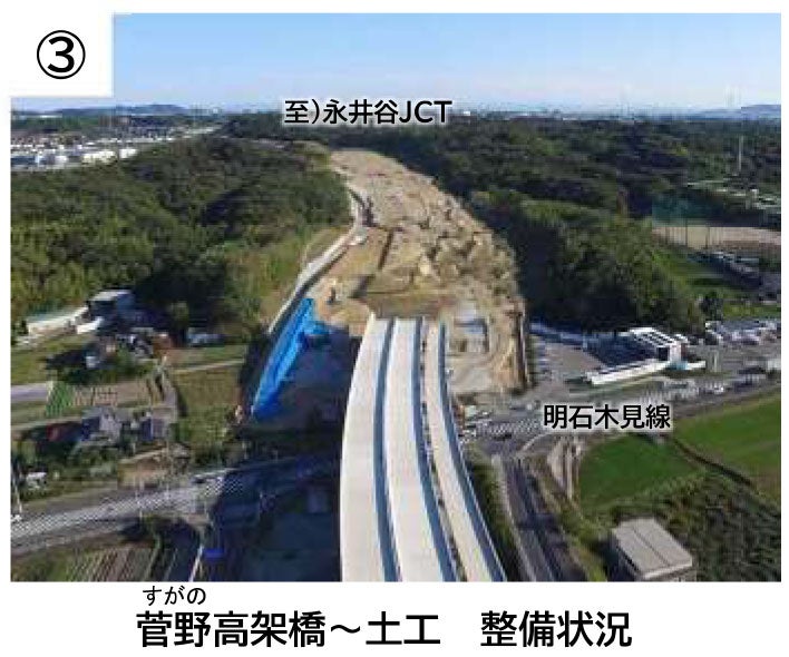 神戸西バイパス 菅野高架橋～土工の工事状況。2025年10月撮影。