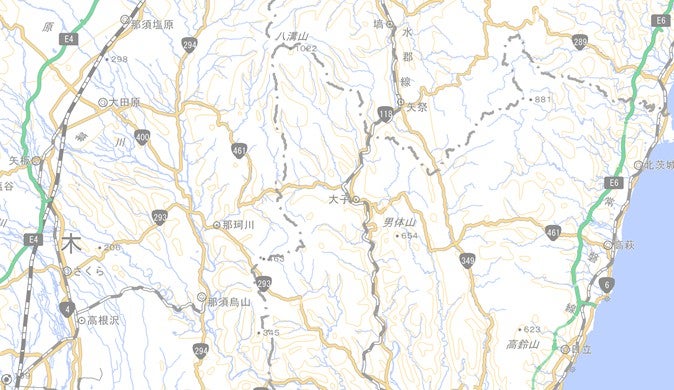 大田原～高萩を結ぶ国道461号はクネクネとした複雑なルートで、大型車の通行も困難だ。