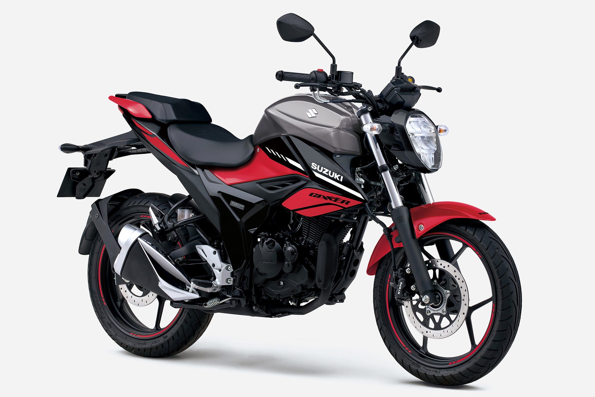 スズキ・ジクサー150｜カラー：オールトグレーメタリック/パールミラレッド