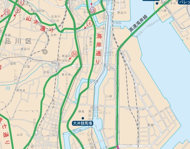 都心臨海部の南北ルートとなる海岸通り。