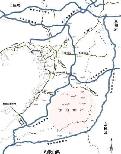 大阪府南部には「高速空白地帯」が広がっている