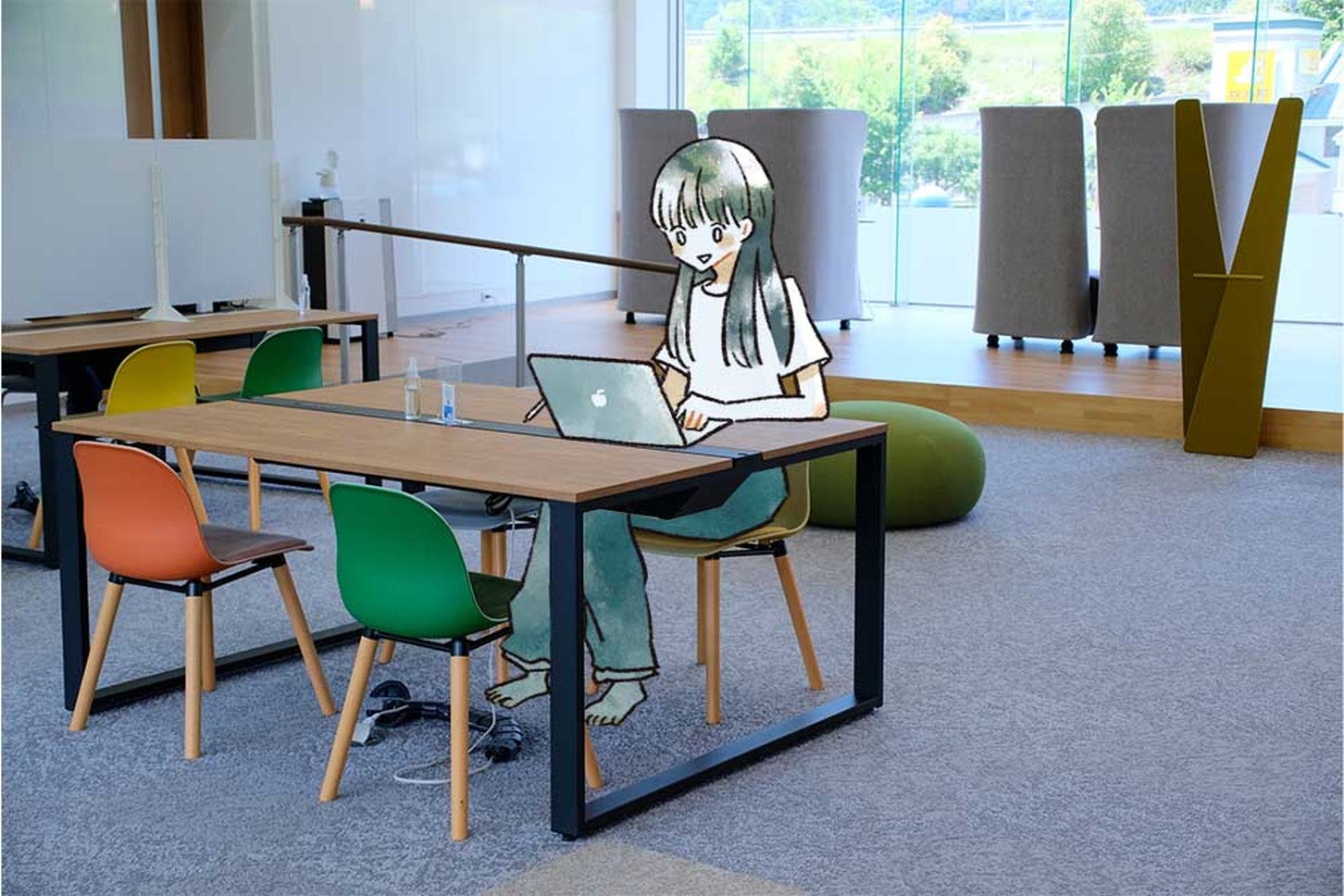 インフラが整ったコワーキングスペースは、スマホがあれば簡単に利用できる