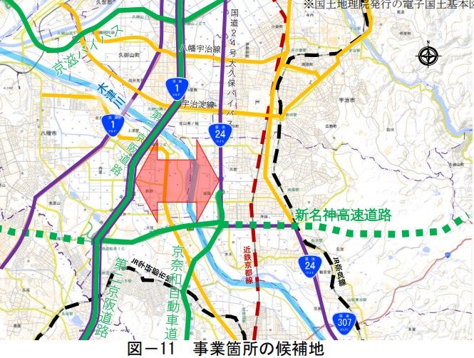 「城陽ー八幡連絡道路」の事業位置