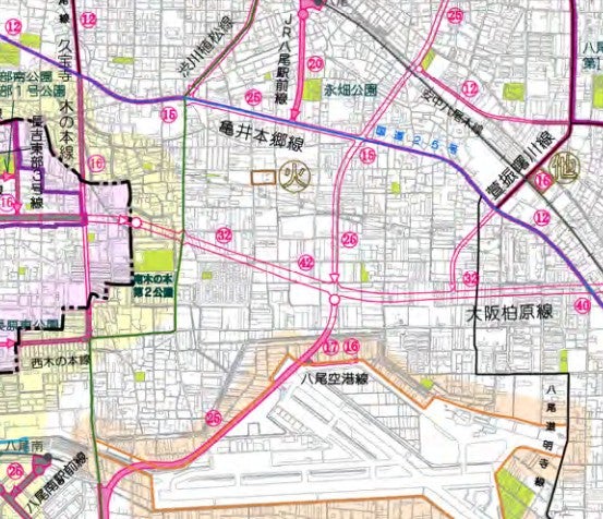 都市計画道路「八尾富田林線」の八尾・藤井寺工区