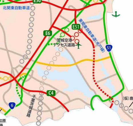 千葉茨城道路のルート帯。