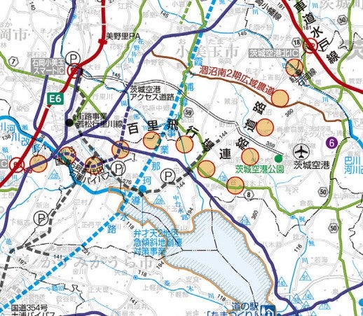 百里飛行場連絡道路のルート。