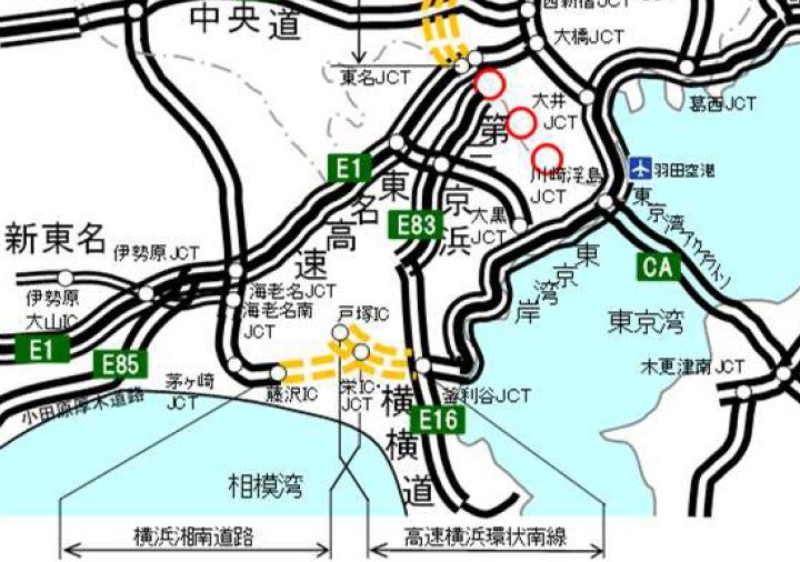 工事が進行中の圏央道延伸部「横浜湘南道路」「横浜環状南線」