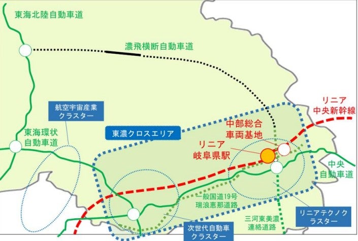 リニア中央新幹線を中心に交通網の発展が構想されている。