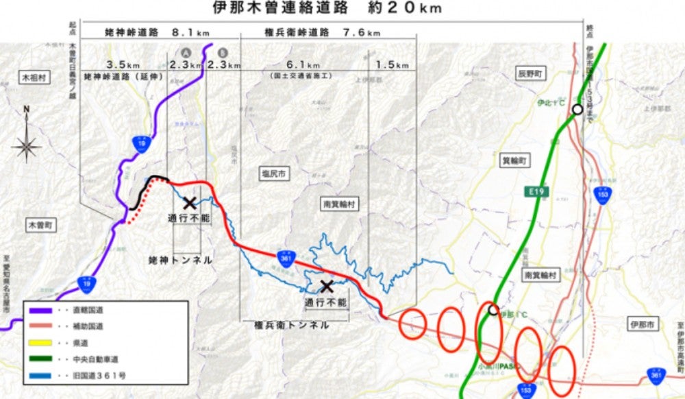 伊那木曽連絡道路の概要。