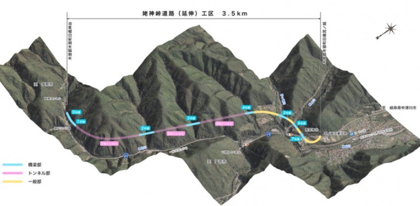 事業中の姥神峠道路延伸部。