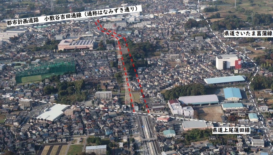 第二産業道路の延伸区間「平塚工区」のルートイメージ。