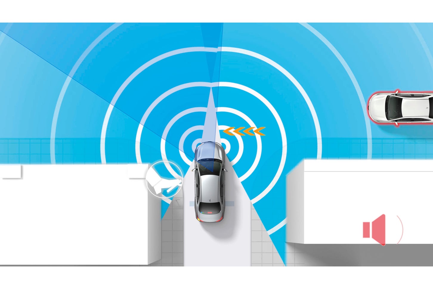 トヨタ・ランドクルーザー250｜フロントクロストラフィックアラート（作動イメージ）