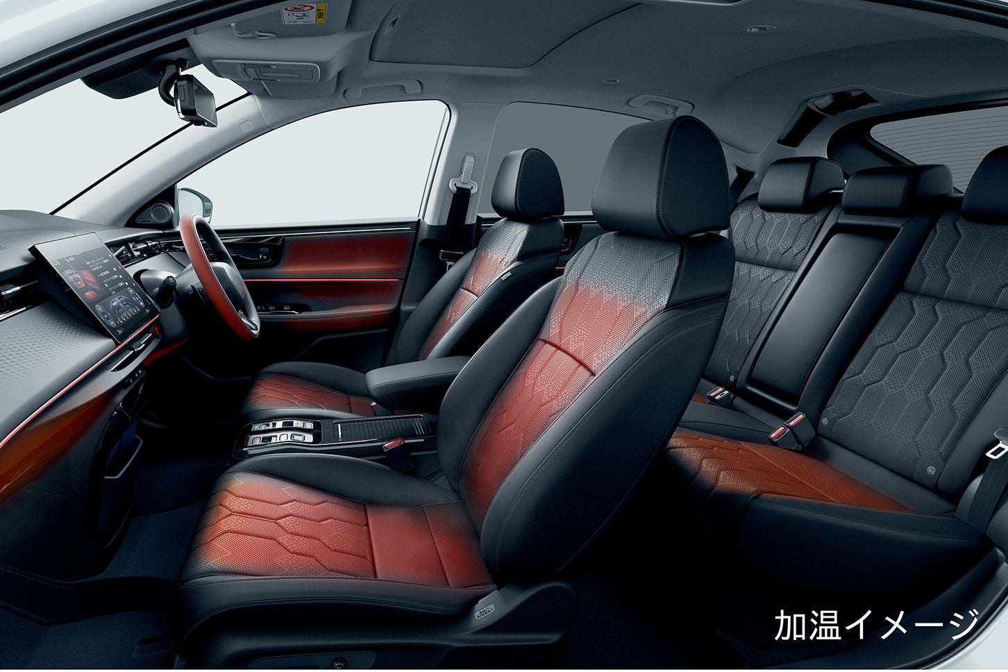 ホンダ・インサイト｜インテリジェントヒーティングシステム （インテリアヒーター、シートヒーター 〈運転席／助手席／リヤ左右席〉、 ステアリングホイールヒーター）作動イメージ