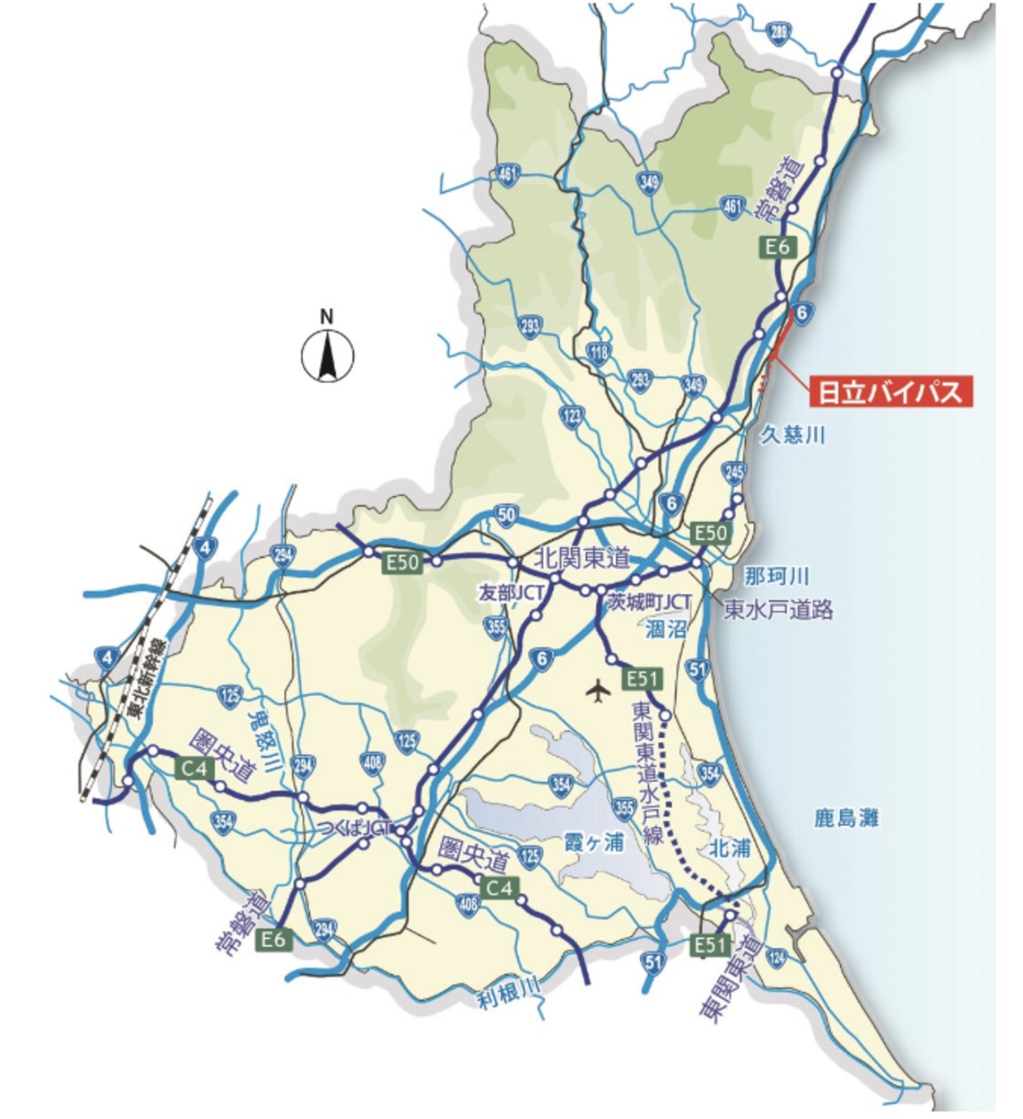 日立バイパスの位置図