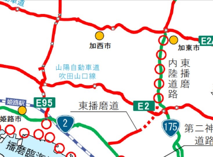 山陽道～中国道の高規格化（東播磨内陸道路）はまだ構想段階