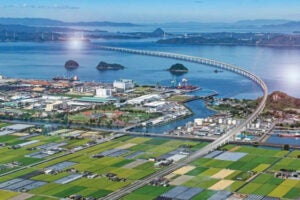 八代・天草シーラインの整備イメージ図。約9kmの海峡部を新道路で直接接続する構想だ。