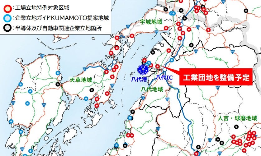 八代天草シーラインは八代海周辺の工業地域を有機的につなぐと期待されている