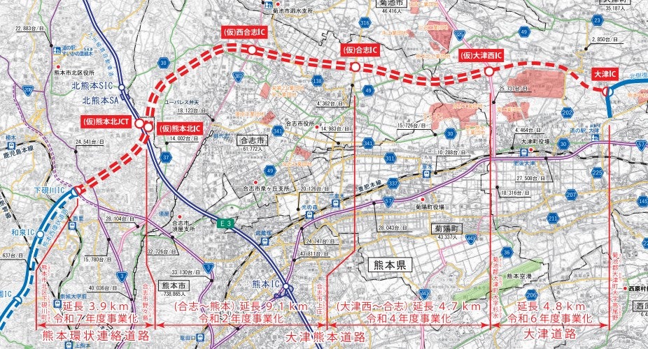熊本県側では3区間が事業中だ。