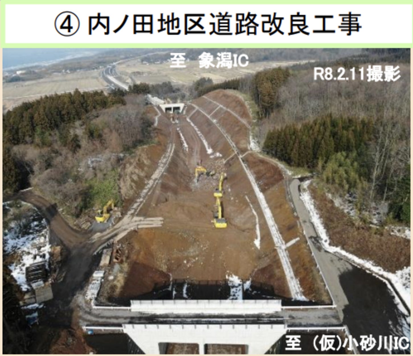 内ノ田地区道路改良工事の様子