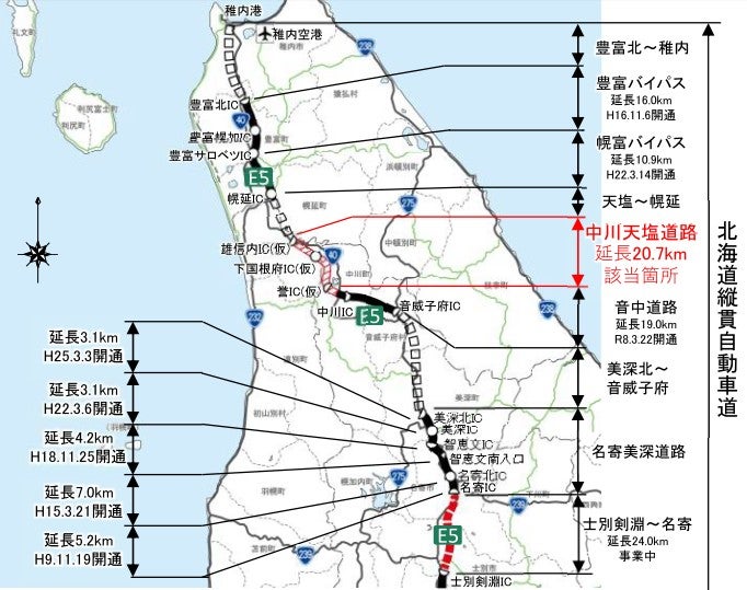 北海道縦貫道路の北部区間の概要