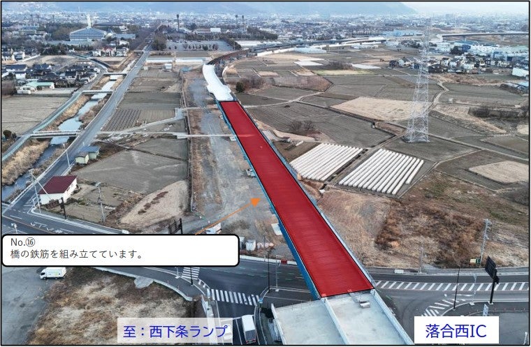 新山梨環状道路 東部区間の工事進捗状況。