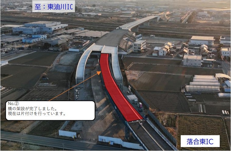 新山梨環状道路 東部区間の工事進捗状況。