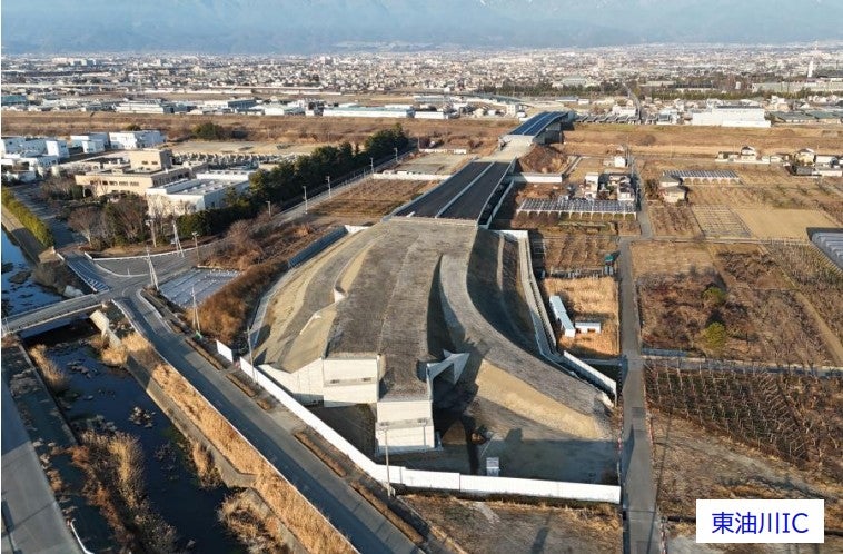 新山梨環状道路 東部区間の工事進捗状況。