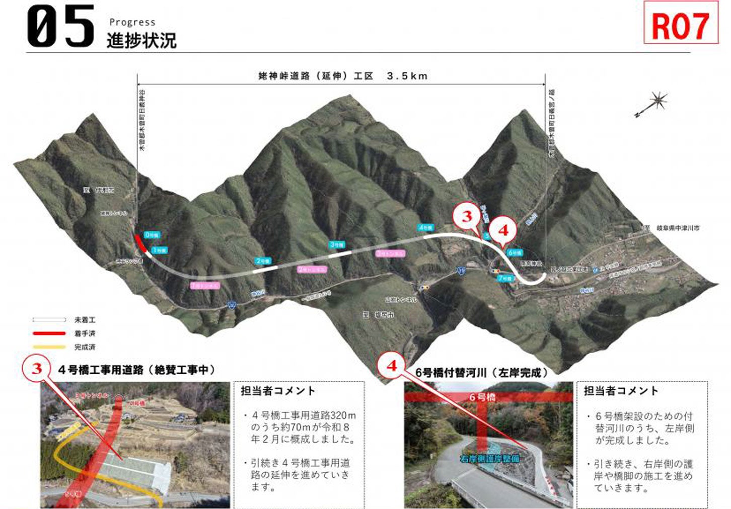 2025年における姥神峠道路（延伸）の進捗状況。
