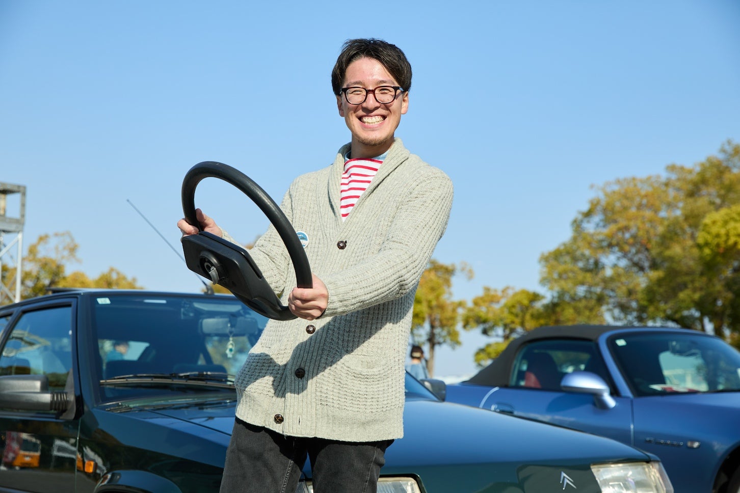 イベント主催者のひとりである本田浩隆さん。愛車はシトロエン「BX19TZi」です。