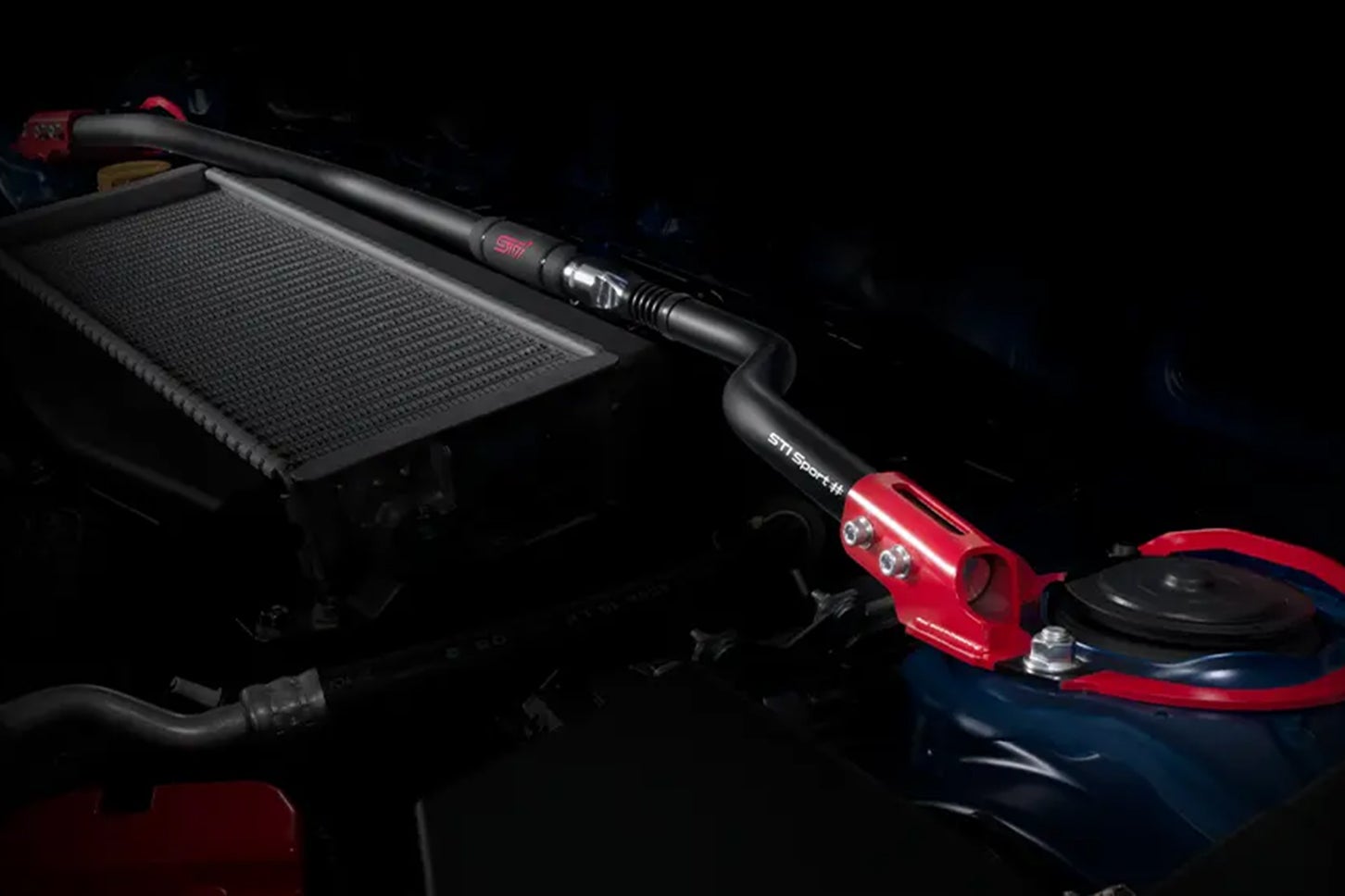 スバルWRX STIスポーツ♯｜STI製フレキシブルドロータワーバーフロント （STI Sport♯ロゴ付）