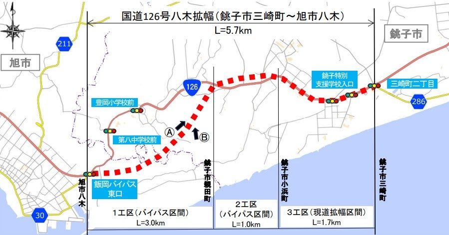 整備が進む八木拡幅工区