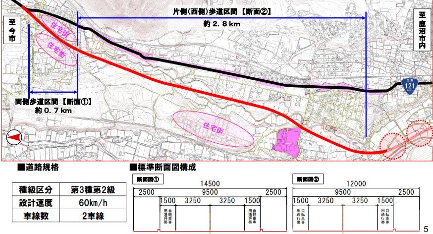 杉並木区間をバイパスする文挾バイパス