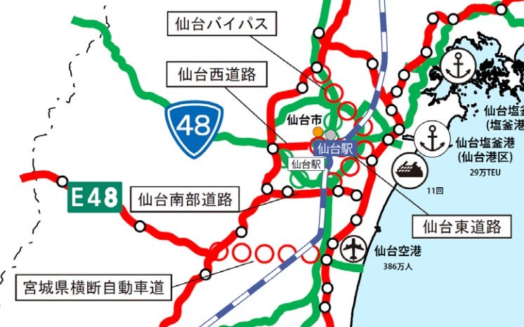 国の計画に記載された「宮城県横断自動車道」