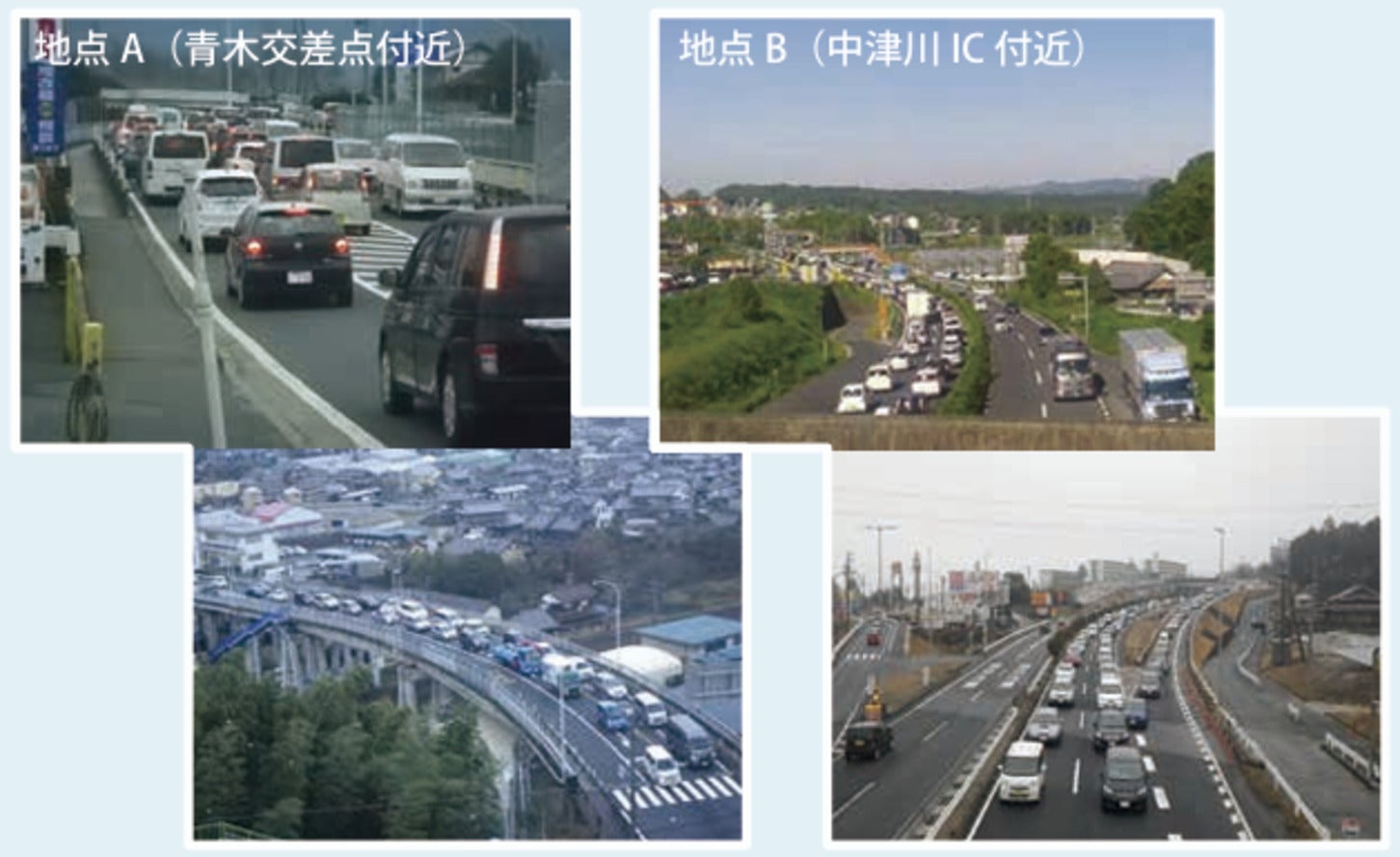 中津川市街の渋滞状況