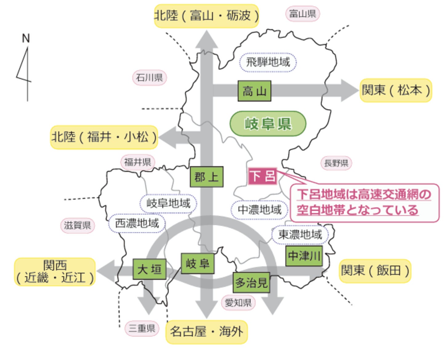 下呂地域は高速交通網の空白地帯となっている
