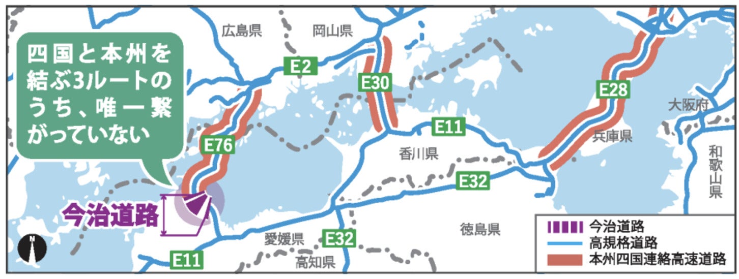 本州と四国を繋ぐ高規格道路ネットワークのミッシングリンク