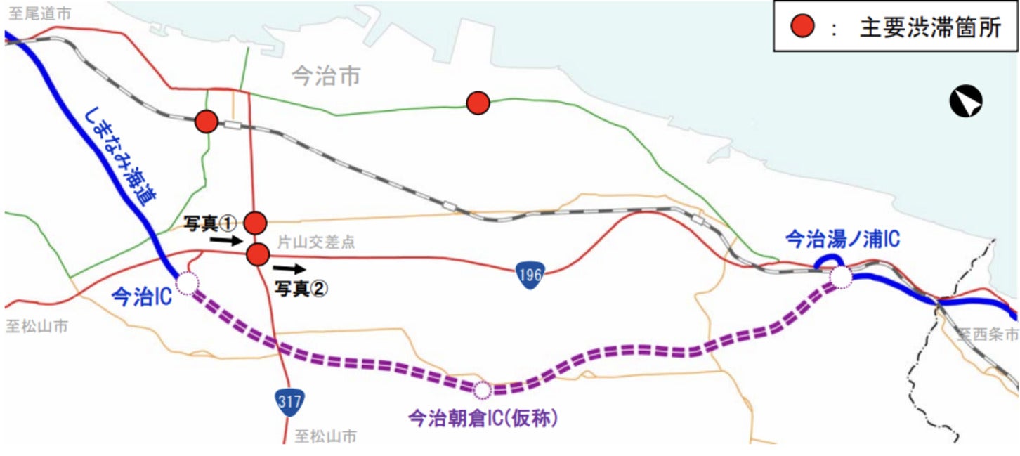 今治道路沿線の主要渋滞箇所