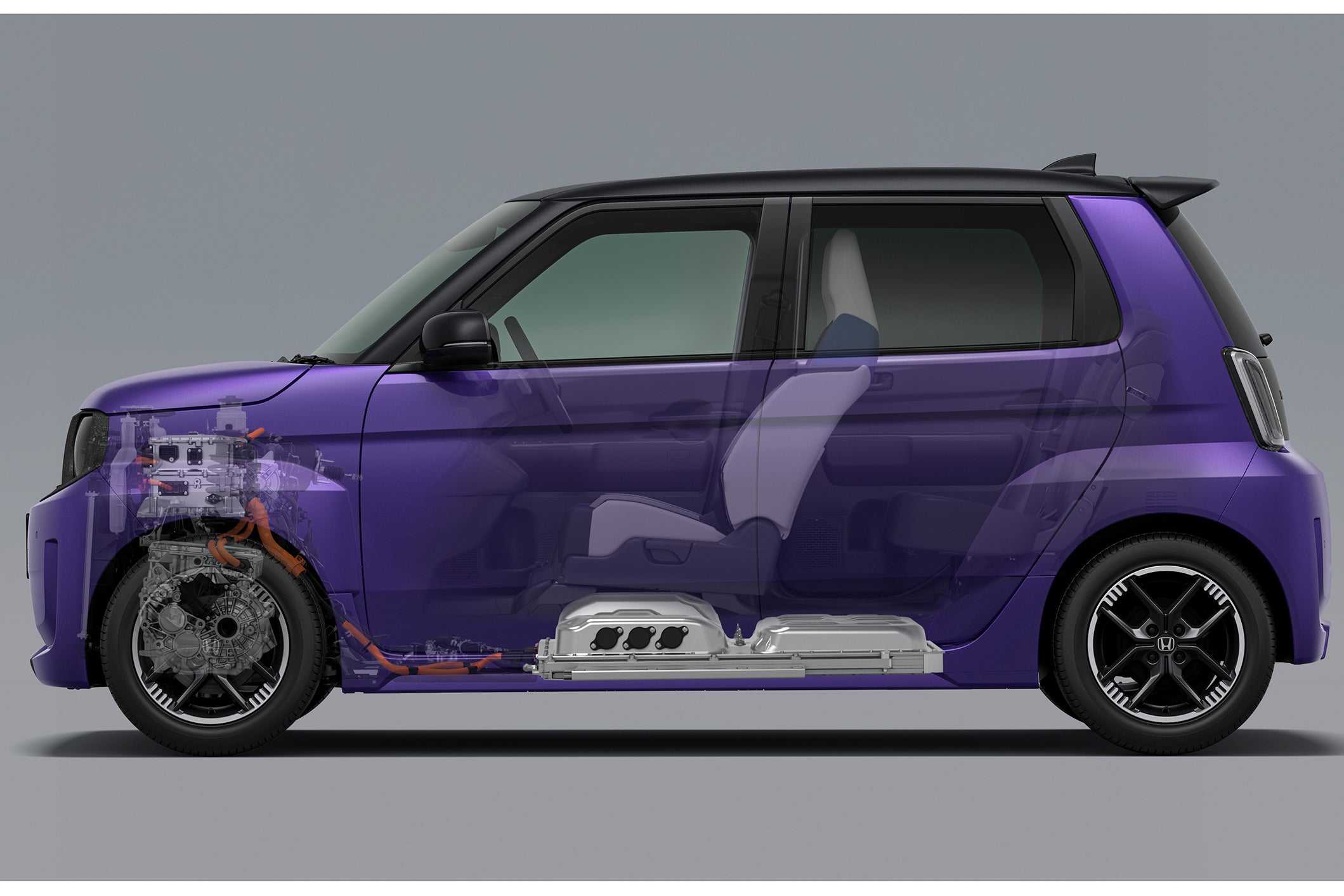 ホンダ・スーパーワン｜薄型バッテリー構造イメージ