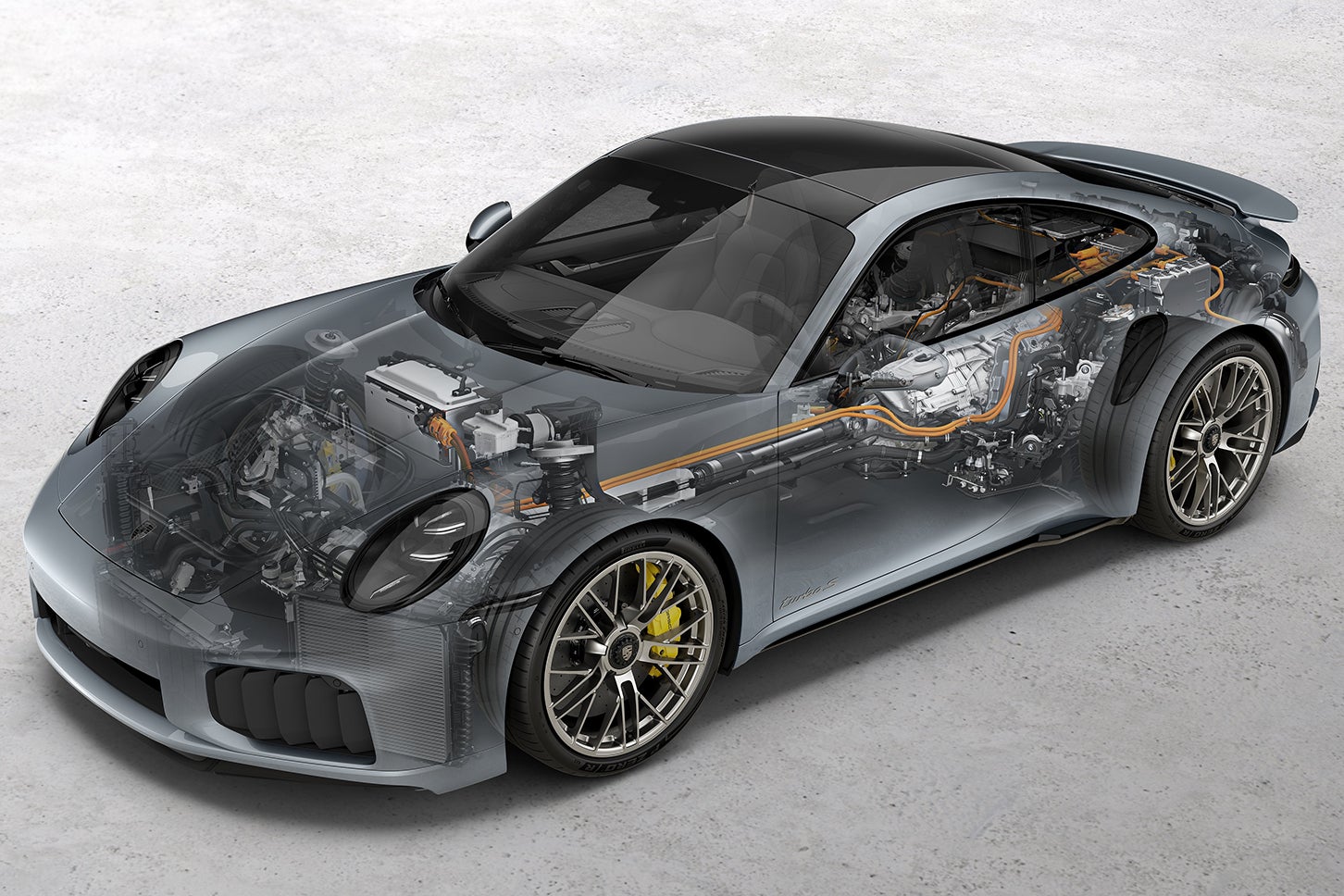 ポルシェ911ターボS（992.2型）｜ドライブトレイン透視図