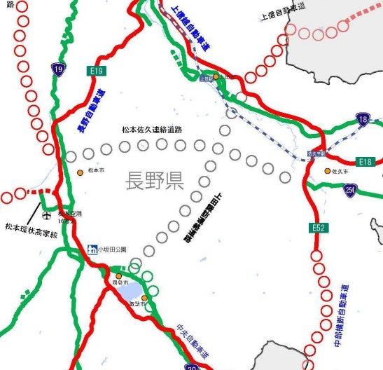 上田諏訪連絡道路の構想ルート