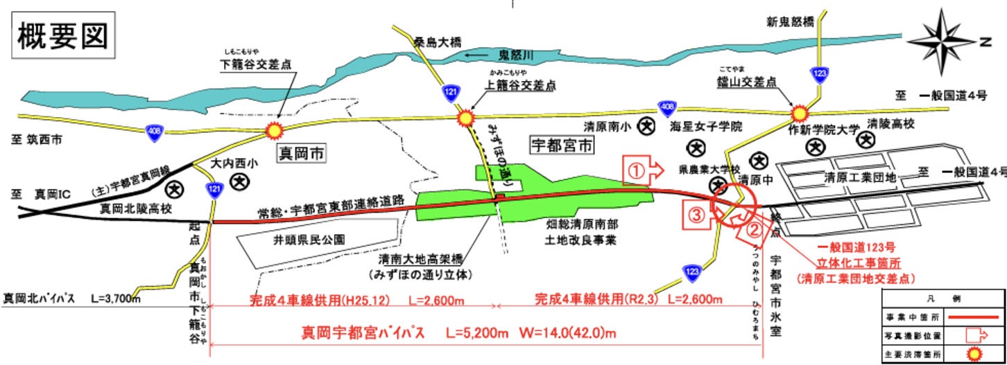 真岡宇都宮バイパスの概要図