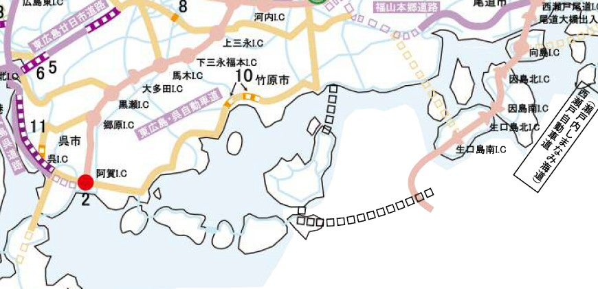 「広島県道路整備計画2021」に示された「関前諸島架橋構想」